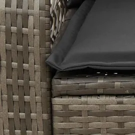 vidaXL Garten-Schaukelstuhl mit Kissen Grau Poly Rattan