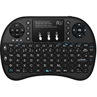 Rii Mini i8+ Wireless (QWERTZ) - Mini Beleuchtete Tastatur mit Multi-Touch Maus-Pad für Smart TV, Mini PC, HTPC, Computer und Konsolenspiele