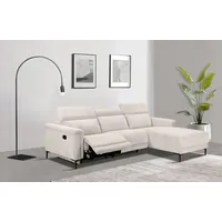 Ecksofa PLACES OF STYLE "Lund in Cord, L-Form, 261 cm, manuelle und elektr. Relaxfunktion", beige (creme), B:261cm H:97cm T:179cm, 100% Polyester, Sofas, USB-A und Kopfteilverstellung, Topseller