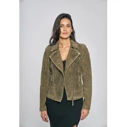 Lederjacke FREAKY NATION "Taxi Driver-FN", Damen, Gr. XS(34), grün, Oberstoff: 100% Leder; Futter: 100% Polyester, figurbetont, Jacken