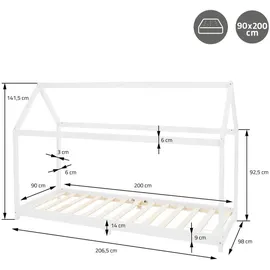 ML-Design Hausbett 90 x 200 cm Kiefer weiß