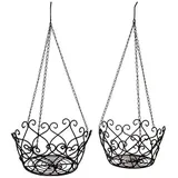 MACOSA HOME Hängekorb 2er Set rund 28 x 28 x 14 cm braun