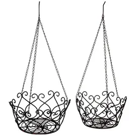 MACOSA HOME Hängekorb 2er Set rund 28 x 28 x 14 cm braun