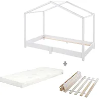 Roba Hausbett bodentief aus Massivholz - Set mit Lattenrost
