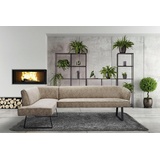 exxpo - sofa fashion Eckbank »Americano«, mit Keder und Metallfüßen, Bezug in verschiedenen Qualitäten, braun