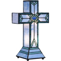 Bieye L30815 Lateinisches Kreuz Tiffany-Stil Buntglas-Akzent-Tischlampe, Nachtlicht