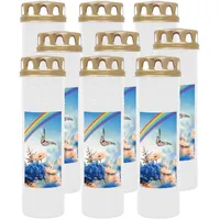 HS Candle Grabkerze mit Motiv 100h Brenndauer (9-tlg), Ø7xH25 cm, Grabkerze mit Motiv im 1er, 3er, 6er, 9er Pack weiß