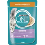 Purina ONE Sensitive zarte Stückchen in Sauce mit Huhn & Karotten - 85.0 g