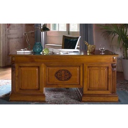Casa Padrino Luxus Barock Schreibtisch Braun - Massivholz Bürotisch - Italienische Luxus Büro Einrichtung - Luxus Büro Möbel - Luxus Qualität - Made in Italy