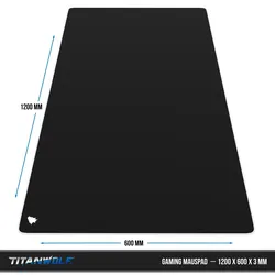Titanwolf Gaming Mauspad, XXXL Speed Mousepad 1200 x 600 mm, Geschwindigkeit & Präzision, Symbol weiß