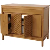 Mendler Teak-Waschbeckenunterschrank HWC-M74, Waschtisch Schrank, hochwertiges B-Grade-Teak (Kernholz, 20-30 Jahre), 86x106x56cm