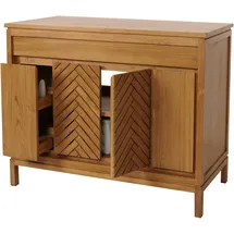 Mendler Teak-Waschbeckenunterschrank HWC-M74, Waschtisch Schrank, hochwertiges B-Grade-Teak (Kernholz, 20-30 Jahre), 86x106x56cm