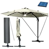 Brast Alu Ampelschirm Ø300cm beige mit LED-Beleuchtung