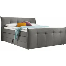 Boxspringbett "Florida", grau, B:205cm L:228cm, Feingewebe (100% Polyester), SET ONE BY MUSTERRING, Komplettbetten, Boxspringbett, mit Bettkasten, in 5 Liegekomfortvarianten