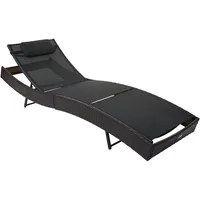 Mendler Sonnenliege Savannah, Relaxliege Gartenliege Liege, Poly-Rattan braun-meliert, Bezug