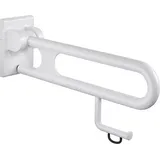 Normbau Stützklappgriff Nylon 850 mm mit Papierrollenhalter und Abrollbremse weiß Wandstützgriff