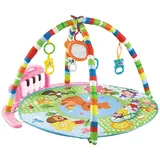 Chipolino Spielbogen, Krabbeldecke Happy Känguru Piano Spiegel 4 hängende Tiere rosa