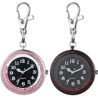 Silverora 2pcs Uhr mit Karabiner Schlüsselanhänger Analog Taschenuhr Quarzuhr für Herren Damen Rucksack Gürtel Outdoor