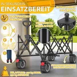 TRESKO Bollerwagen faltbar 300L mit Bremse blau