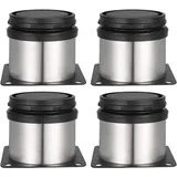 Drenky 4 Stück Möbelfüße Metall Tischbeine Metall 5cm Rund Edelstahl Gebürstet möbelfüße verstellbar Tischbeine Höhenverstellbar Gesamthöhe 50mm-65mm Kommen Mit Edelstahlschrauben für Möbel Projekt