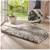 freundin Home Collection Teppich Lilja Wendeteppich", schwarz (schwarz, creme), H:5mm Ø:240cm, Polypropylen (PP), Freundin Home Collection Teppiche, Teppich, In-& Outdoor, beidseitig, Wetterfest, Balkon, Garten, Wohnzimmer