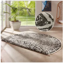 freundin Home Collection Teppich Lilja Wendeteppich", schwarz (schwarz, creme), H:5mm Ø:240cm, Polypropylen (PP), Freundin Home Collection Teppiche, Teppich, In-& Outdoor, beidseitig, Wetterfest, Balkon, Garten, Wohnzimmer
