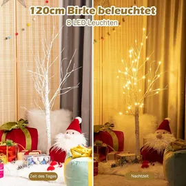 Costway LED Lichterbaum, Birkenbaum Tannenbaum, Christbaum, 180cm