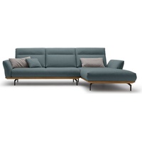 hülsta sofa Ecksofa hs.460, Sockel in Nussbaum, Winkelfüße in Umbragrau, Breite 318 cm blau|grau