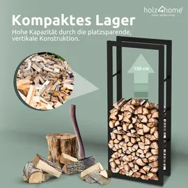 holz4home® Kaminholzregal aus Metall Schwarz inkl. Ofenhandschuh 60x25x150cm