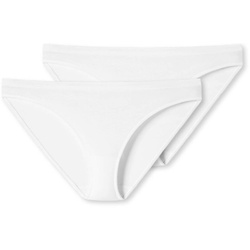 SCHIESSER Damen Slip 2er Pack - Minislip, Unterhose, Cotton Stretch 95/5, uni Weiß 3XL