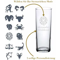 Kölschglas Kölner Stange Bierglas 0,2 l mit Eichung - Sternzeichen: Motiv-Auswahl