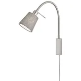 meineWunschleuchte & Led Wandleuchte & Schwanenhalslampe mit Lampenschirm Leinen Grau