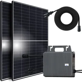 sunniva® Balkonkraftwerk Black Frame 900/800W Solaranlage mit 800W Growatt Micro Wechselrichter 2 x 450 W