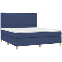 VidaXL Boxspringbett mit Matratze Blau 160x200 cm Stoff
