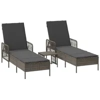 VidaXL Sonnenliege Set Set aus 3 Grau und Dunkelgrau