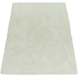 KADIMA DESIGN Hochflor Teppich Shaggy waschbar Unifarben Schlafzimmer schmutzabweisend Weiß Rechteckig 80x150 | 100% Polyester | Florhöhe: 33 mm | pflegeleicht