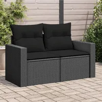 Festnight Gartensofa mit Stauraum Rattan Sofa 2 Sitzer Lounge Sofa Outdoor Sitzecke Balkon Sofa 2er Rattansofa 110 cm Balkon Lounge Klein Couch Gartenlounge Polyrattan Balkonmöbel Gartenmöbel