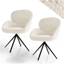 Juskys Drehstuhl Albano Bouclé Creme 2er Set