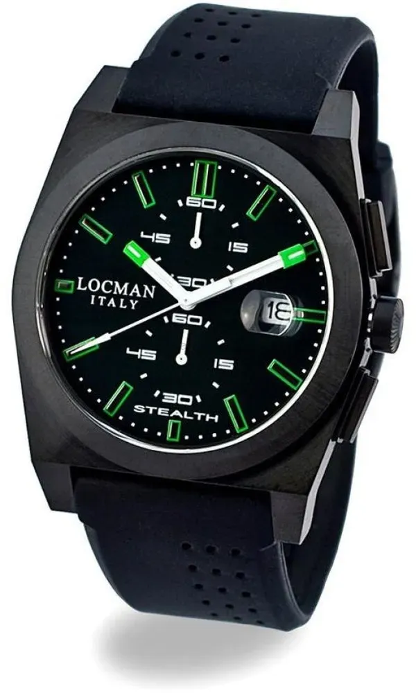 Locman Stealth Mens 0202BKBKFGK1GOK Chrono Quartz Watch