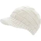 dy_mode Damen Herren Strickmütze mit Schirm Schirmmütze Winter Mütze Unisex - A312 (A312-CremeWeiß) - Einheitsgröße