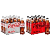 Coca-Cola Light/Erfrischendes Softgetränk in praktischen Flaschen - 12 x 500 ml Einweg Flasche & Zero Sugar, Koffeinhaltiges Erfrischungsgetränk in stylischen Flaschen, EINWEG Flasche (12 x 500 ml)