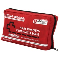 Leina-Werke 11060 KFZ-Verbandtasche Compact Ecoline mit Warnweste und Klett, Rot/Schwarz/Weiß