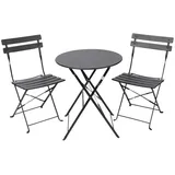 Albatros Bistroset 3-teilig Schwarz Bistrotisch mit 2 Stühlen – klappbare Stühle und Tisch aus robustem Metall optimal als Balkonmöbel Set oder Gartenmöbel in modernem Design