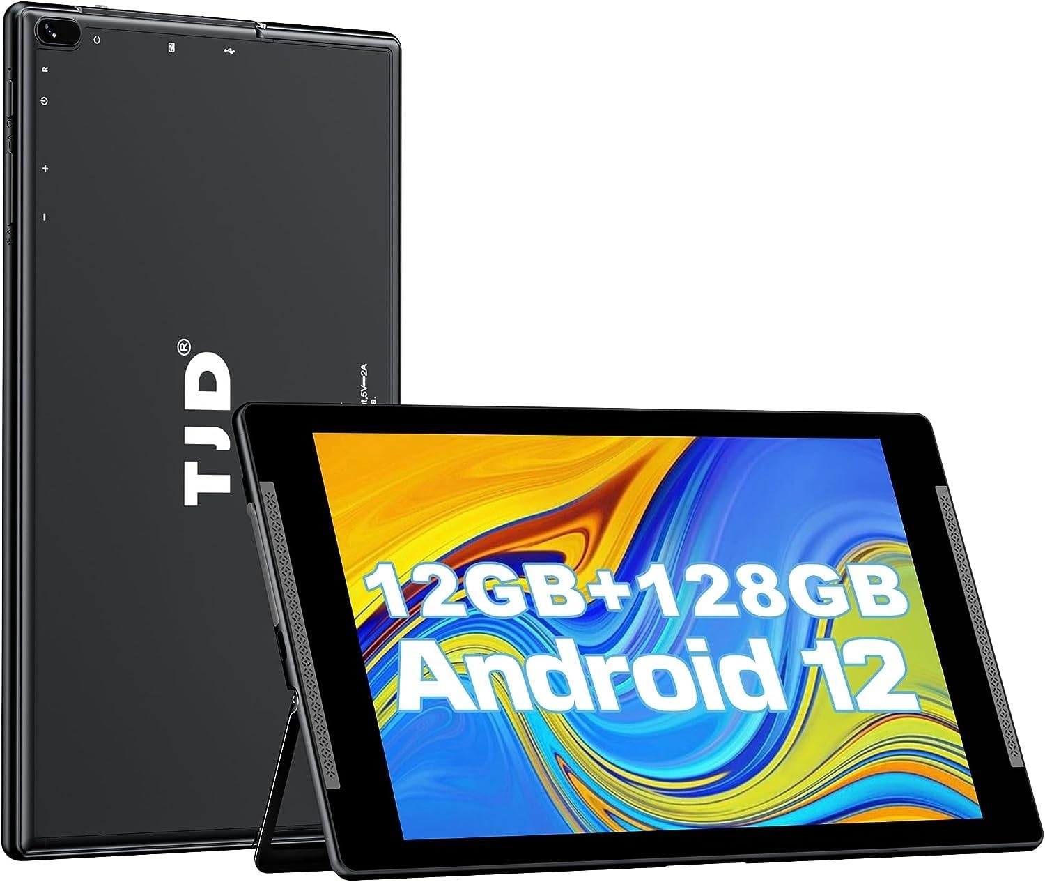 Android 12 Tablet 10,1 Zoll, 12GB RAM,128GB ROM(512GB Erweiterbarer Speicher), IPS Full FHD Touchscreen, 8MP+2MP Kameras,Wi-Fi,Bluetooth,6000mAh,Google GMS,2 Lautsprecher(Schwarz)