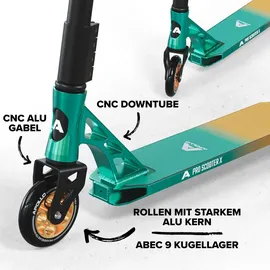 Apollo Stunt Scooter - Genesis Pro X - Stuntscooter, ABEC 9 Kugellagern aquamaringrün|gold No Size