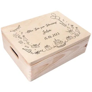 Creative Deco Personalisiert Geburtstag Geschenke für Frauen, Männer und Kinder Erinnerungsbox Holzkiste | Mehrere Motiv für Geburtstag | Individuelle Geschenk | Geschenkkiste Geschenkbox