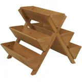 Mendler Pflanztreppe HWC-O15, Blumenregal Kräutertreppe Pflanzkübel Hochbeet, 5 Kästen 56x56x70 Outdoor Holz natur - Braun