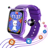 Fenamor Kinder Smartwatch, Videotelefon, Kamera, Wecker, Smartwatch Kinder, Kinderspieluhr, Smart Watch mit Lernkarte, Geschenke für Jungen und Mädchen (violett)