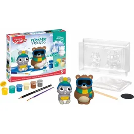 Maped Gipsfiguren-Bastel-Set PLASTER FRIENDS Winter Hase & Bär inkl. 2 Förmchen 9 cm 6 Malfarben