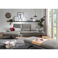 W.Schillig Ecksofa »broadway, Designsofa mit tollem Sitzkomfort«, Sitztiefenverstellung, Kopfteil- & Seitenteilverstellung, Breite 291cm grau